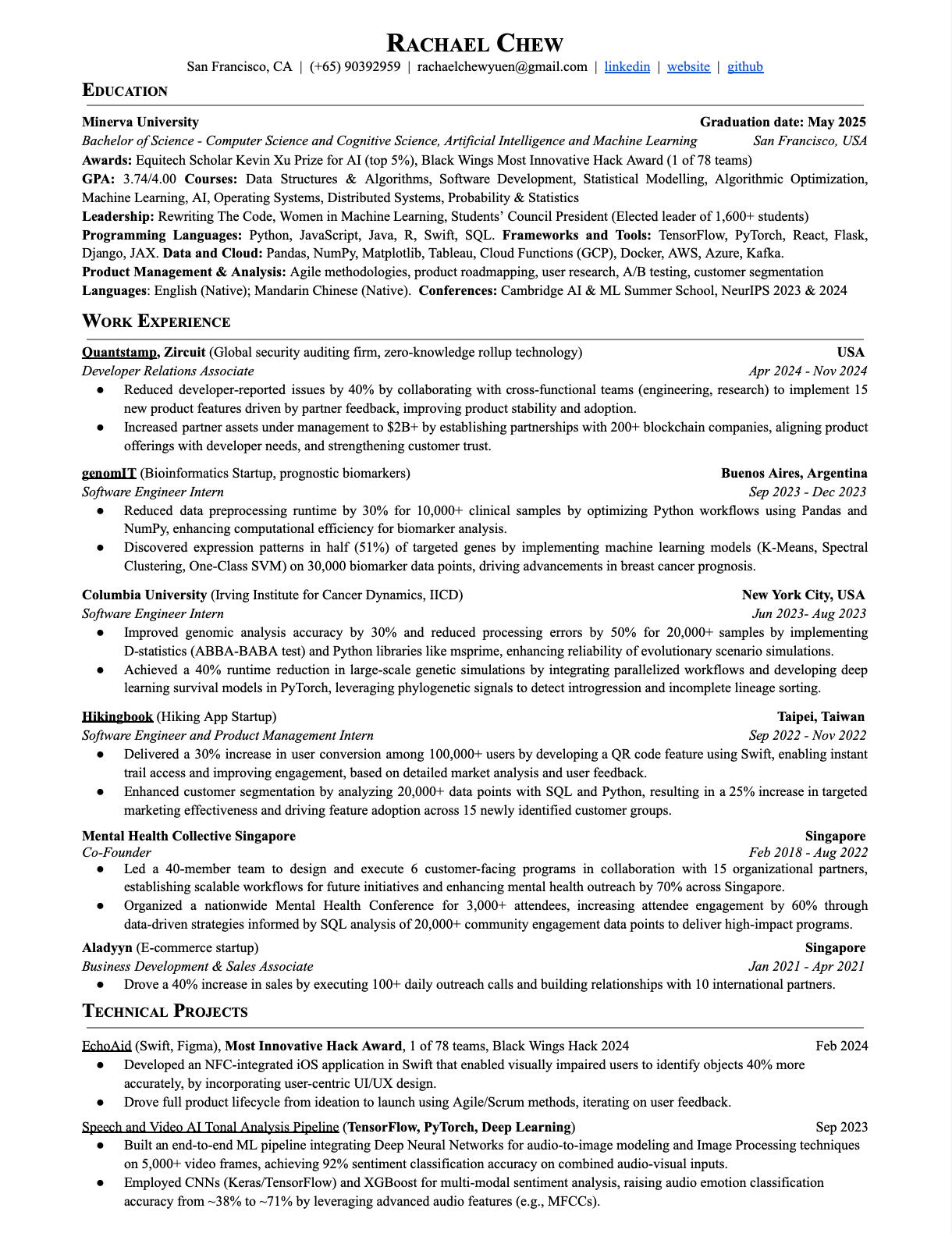 Rachael Chew Resume