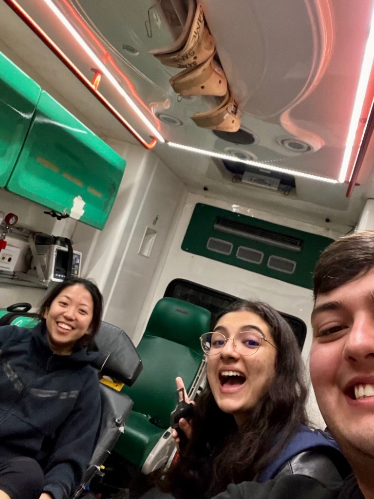 Friends in the ambulance